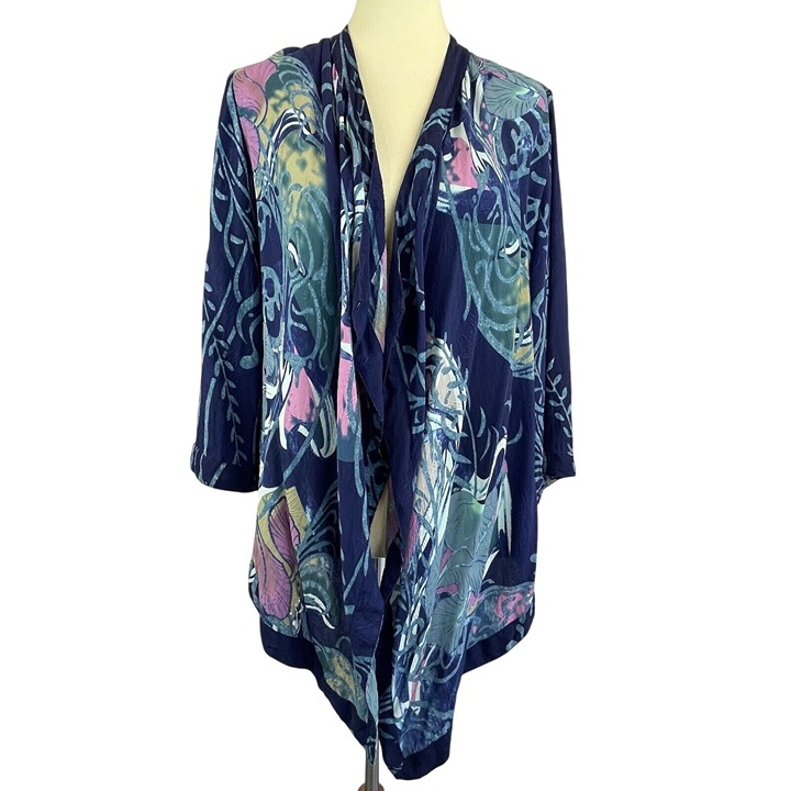 Citron Santa Monica Silk Open Front Kimono Women's Small Jacket Cardigan