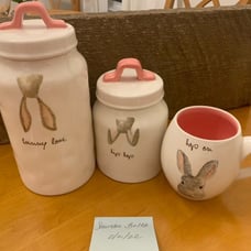 Rae Dunn Easter mug and Canisters