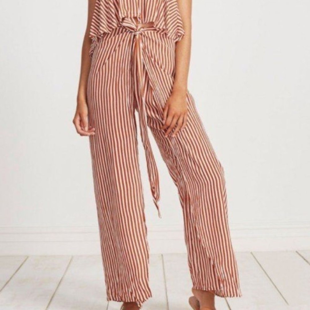 NWT Faitfull The Brand Es Torrent High Rise Sarong Pants In Brighton Stripe SM