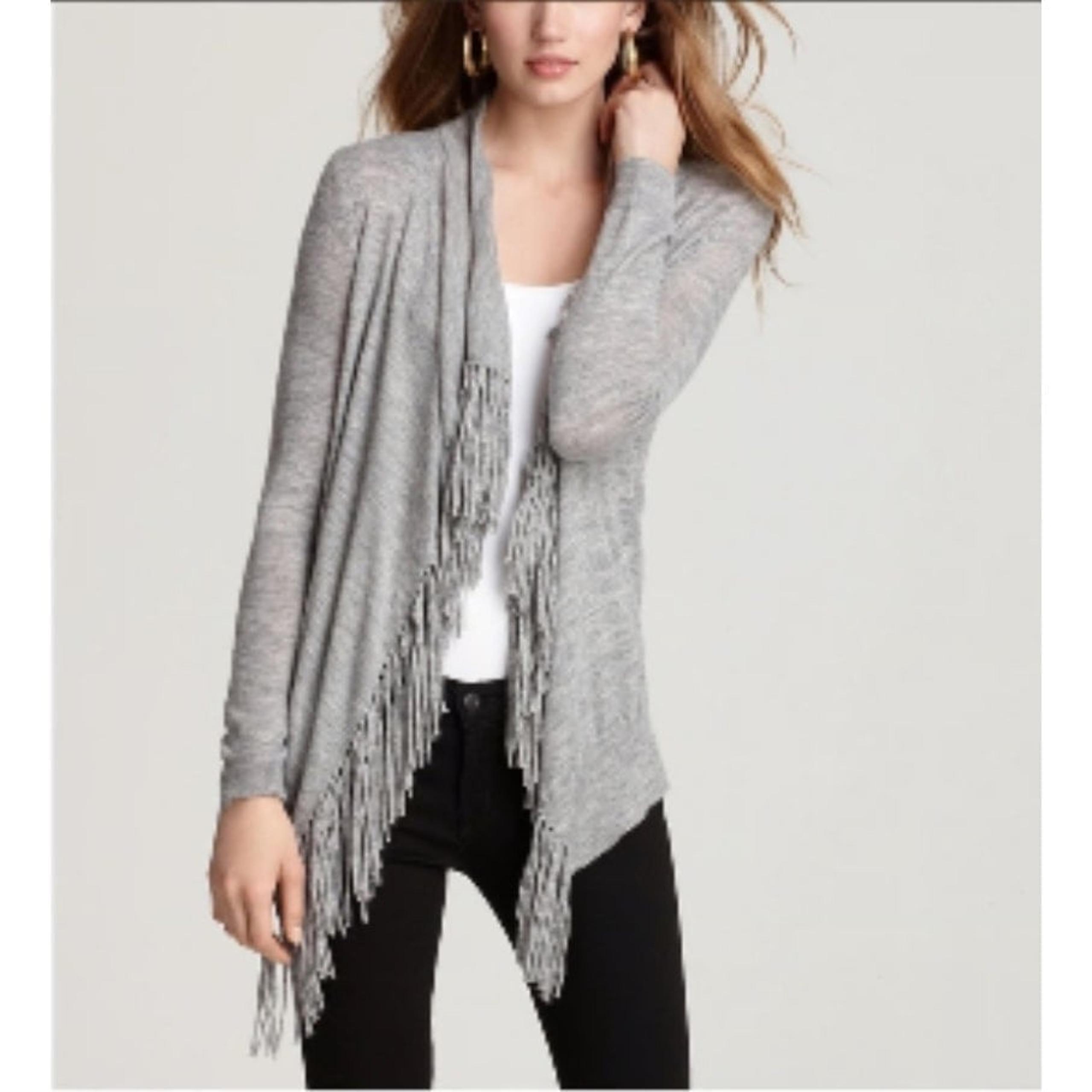 Rebecca Taylor Wool Alpaca Blend Fringed Open Cardigan Sweater Small Boho