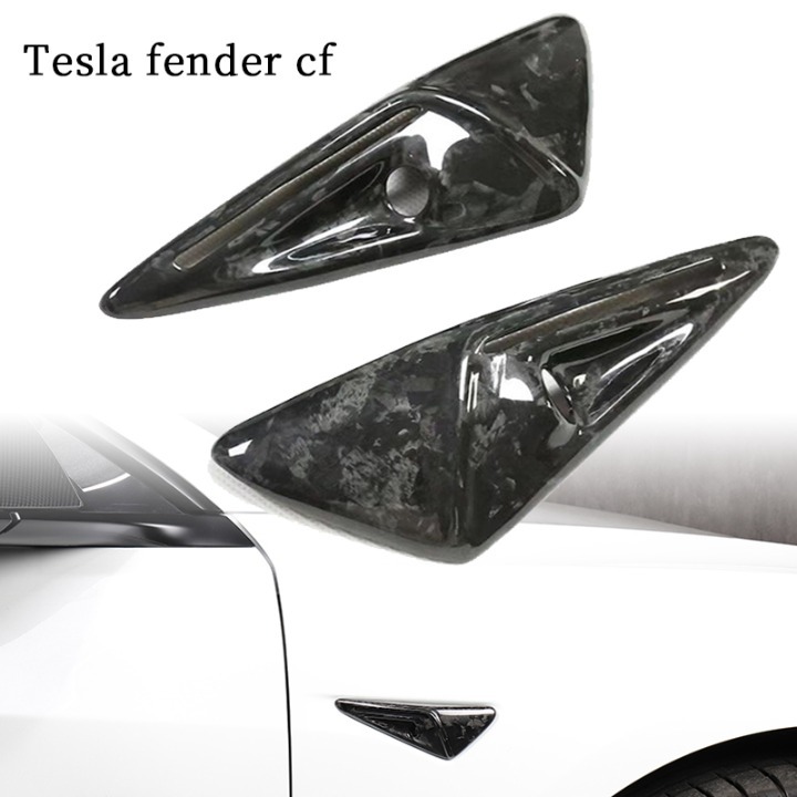 Tesla Model 3 / Model Y Real Carbon Fiber Forged Side Fender Camera Vent Cover