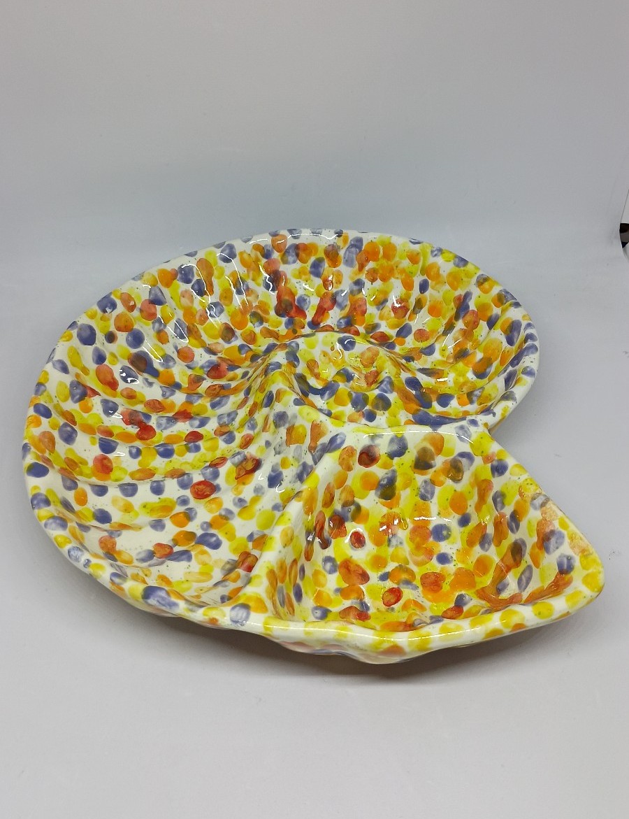 Mustard Seed Amanda Browning Artist Signed Serving Dish Chip & Dip Bowl Made USA