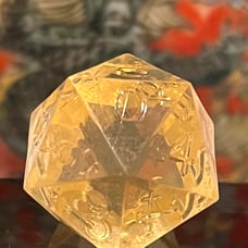 Vintage Gamescience d20 light yellow gem rpg ad&d dice 101624@