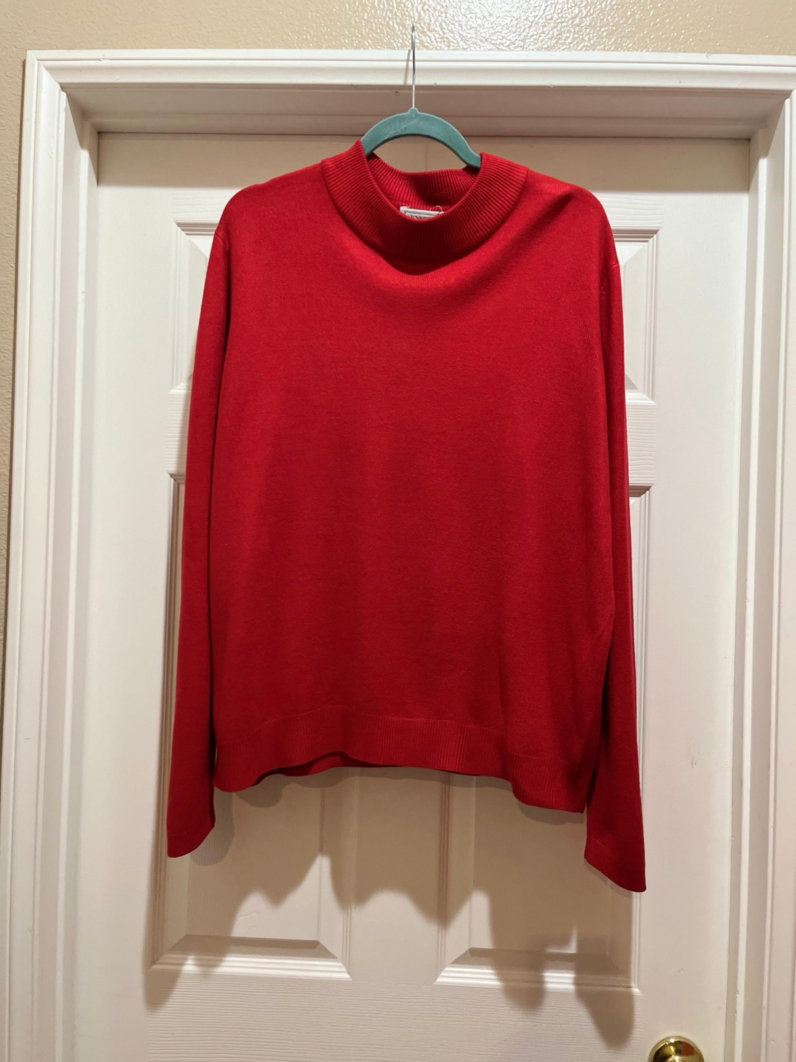 Jennifer Moore Red Mock Neck Long Sleeve Acrylic Sweater Size XL