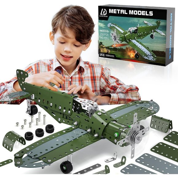Building Toys Model Airplane Set 258 Pieces DIY Building Toys for Kids Boys