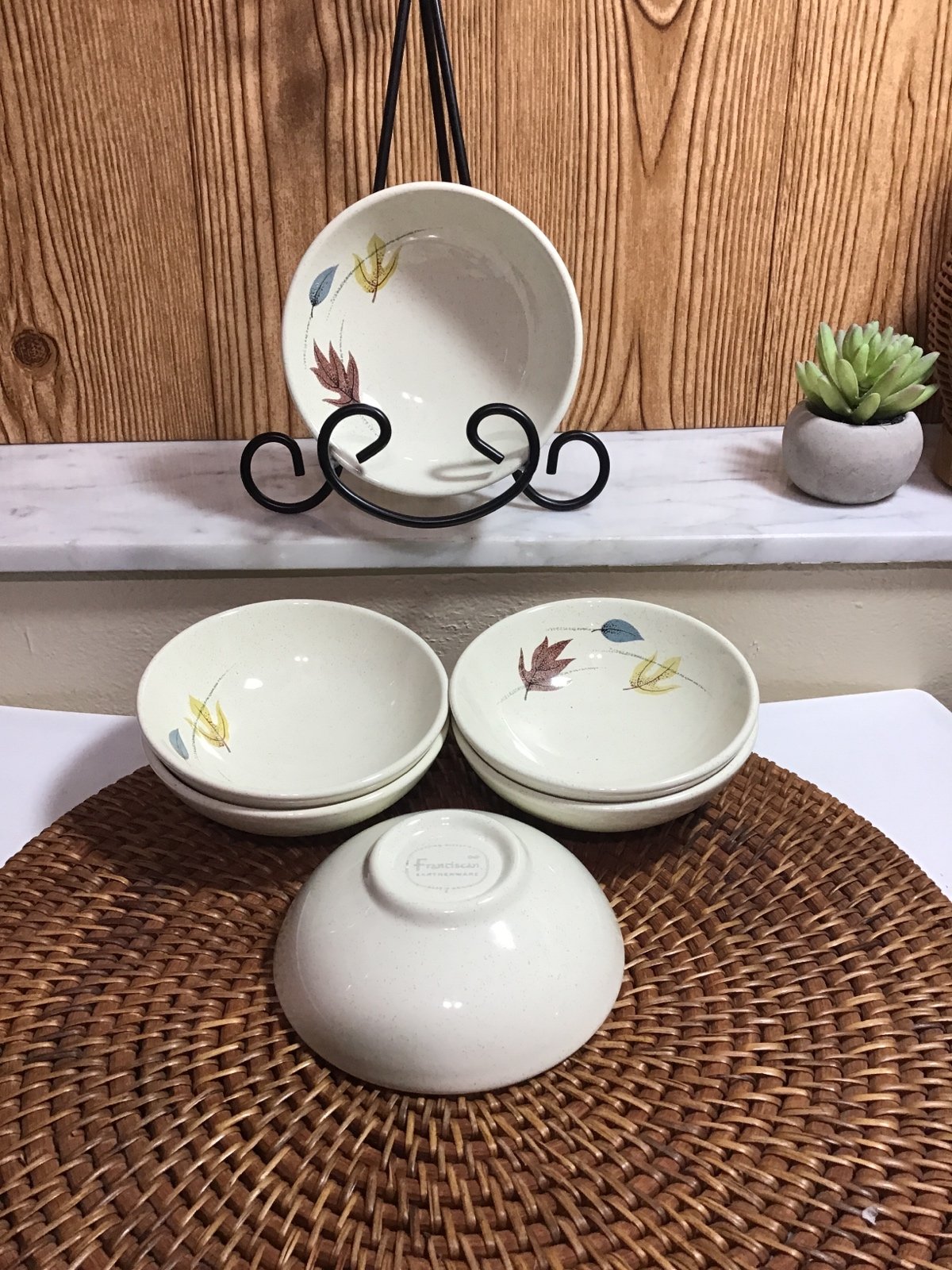 Vintage Franciscan Earthenware Autumn Leaves 6 5” Berry Bowls