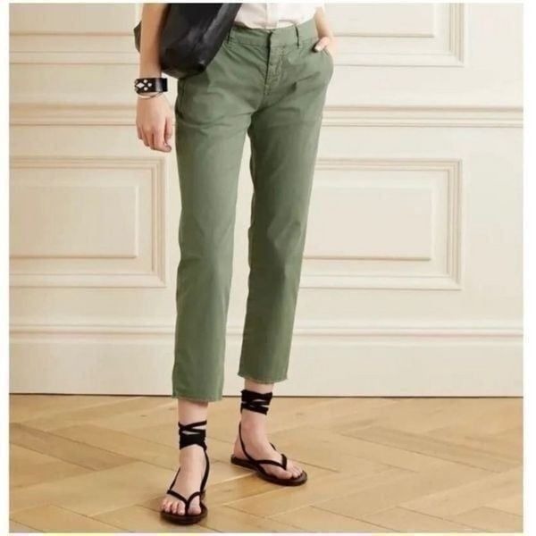 Nili LotanWomen’s East Hampton Ankle Raw Hem Straight Leg Pantin Camo green