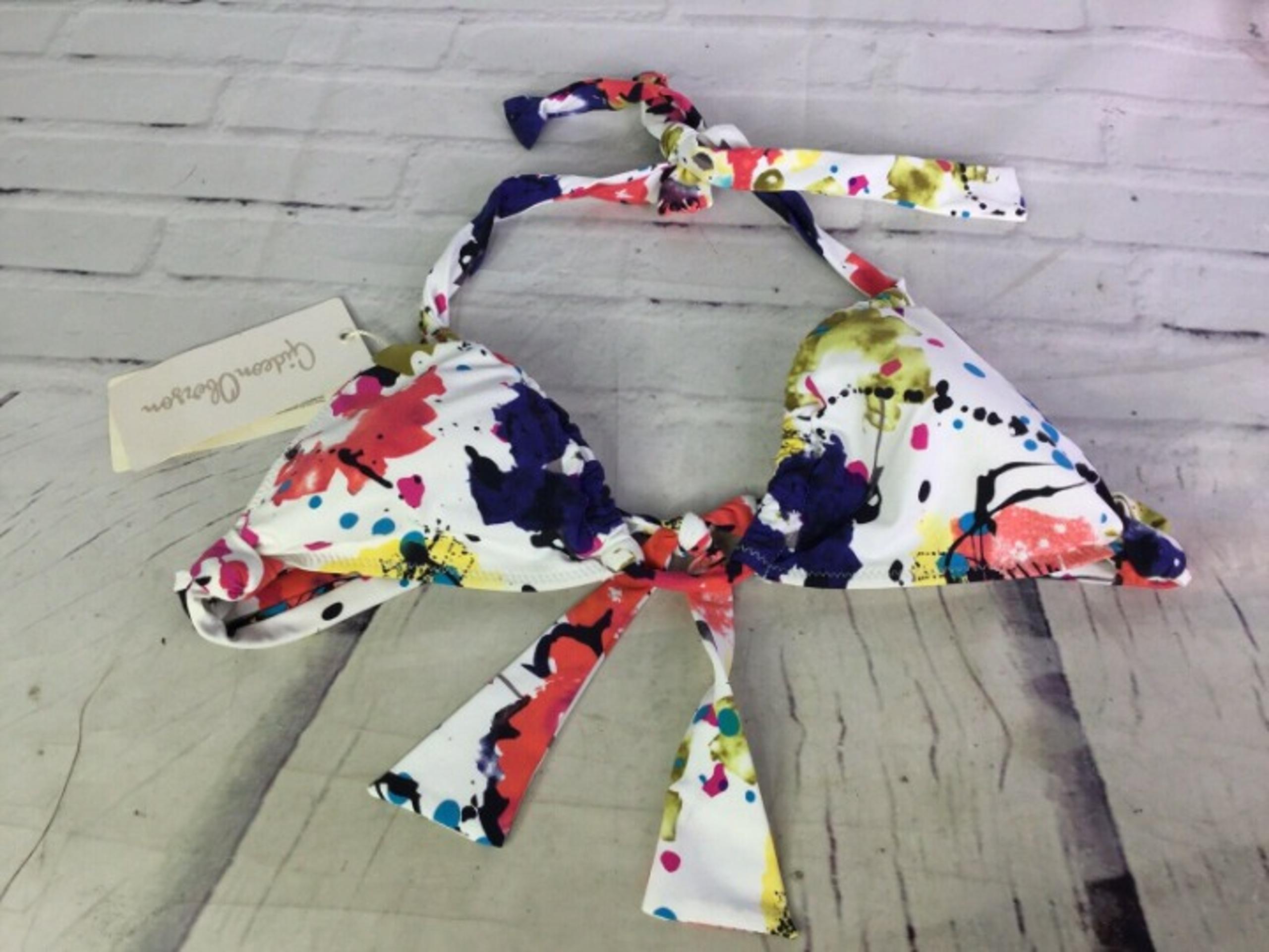 Gideon Oberson Bikini Swim Halter Tie Back Top Paint Splatter Women's 32 B/C NEW
