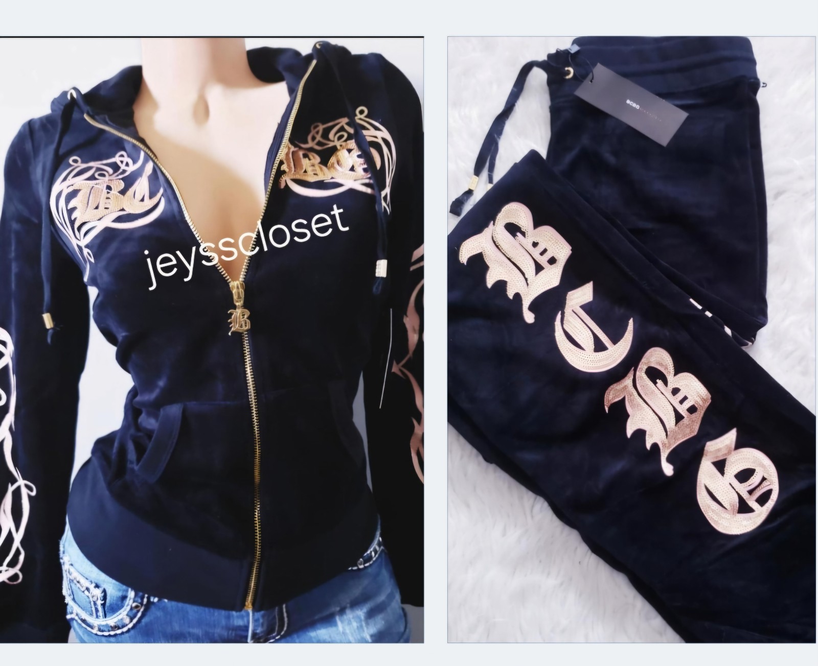 New BCBG velour tracksuit size large