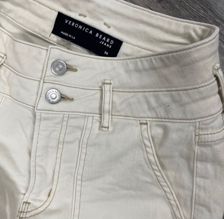 Hildie wide leg high waste ankle Veronica beard beige jeans women’s ecru