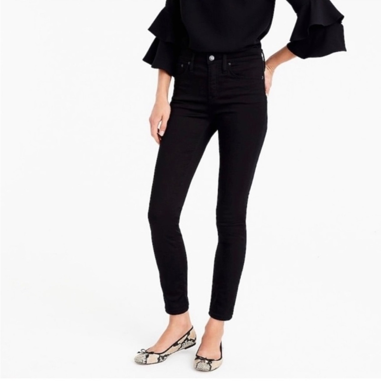 Womens J. Crew 9” Black High-Rise Stretchy Toothpick Jeans Size 28 Pre-Owned
