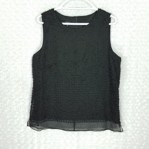 Talbots Embellished Black Beaded Top Size 1