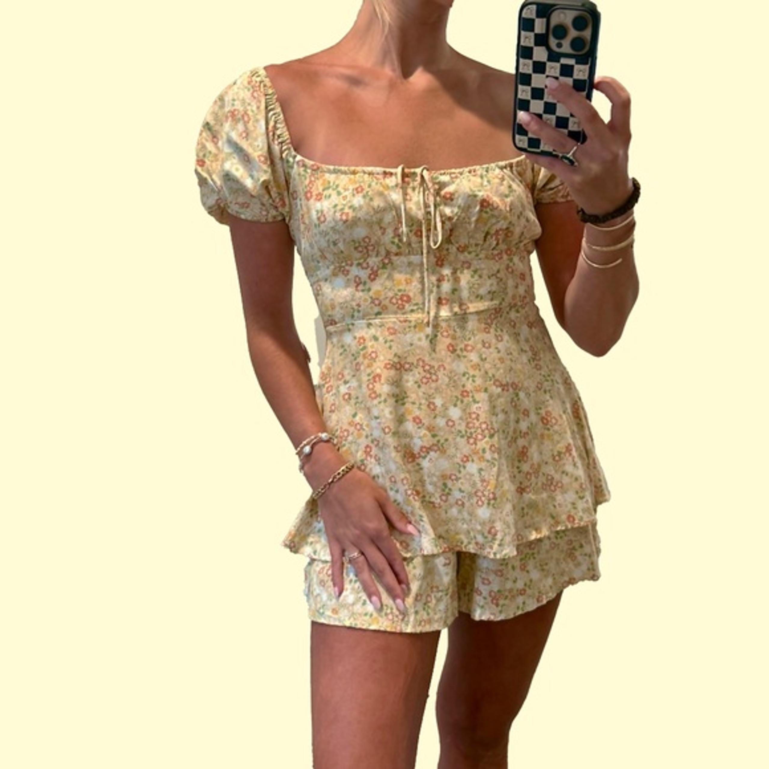 NWT Altar'd State Women's Small Yellow Floral Romper