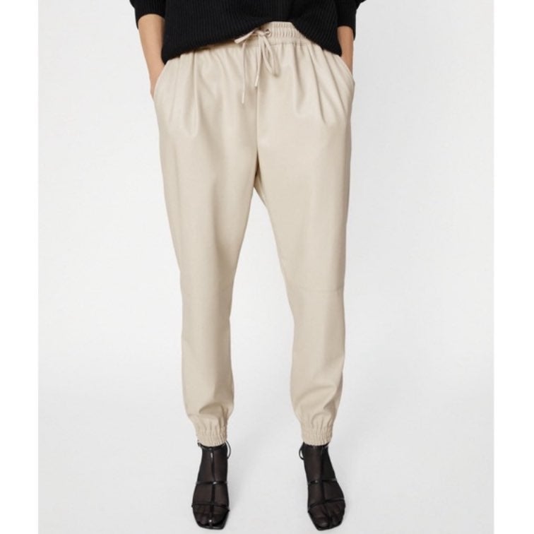 zara faux leather jogging pants