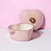 Paris Hilton Enameled Cast Iron Dutch Oven HeartShaped Pot with Lid Pink