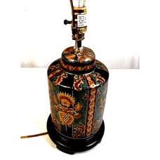 Table Lamp Traditional Asian Ceramic Green Gold 18 Wood Base Home Lighting