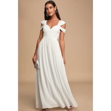 NWT Lulu's Make Me Move Double Strap White Bridal Wedding Maxi Dress