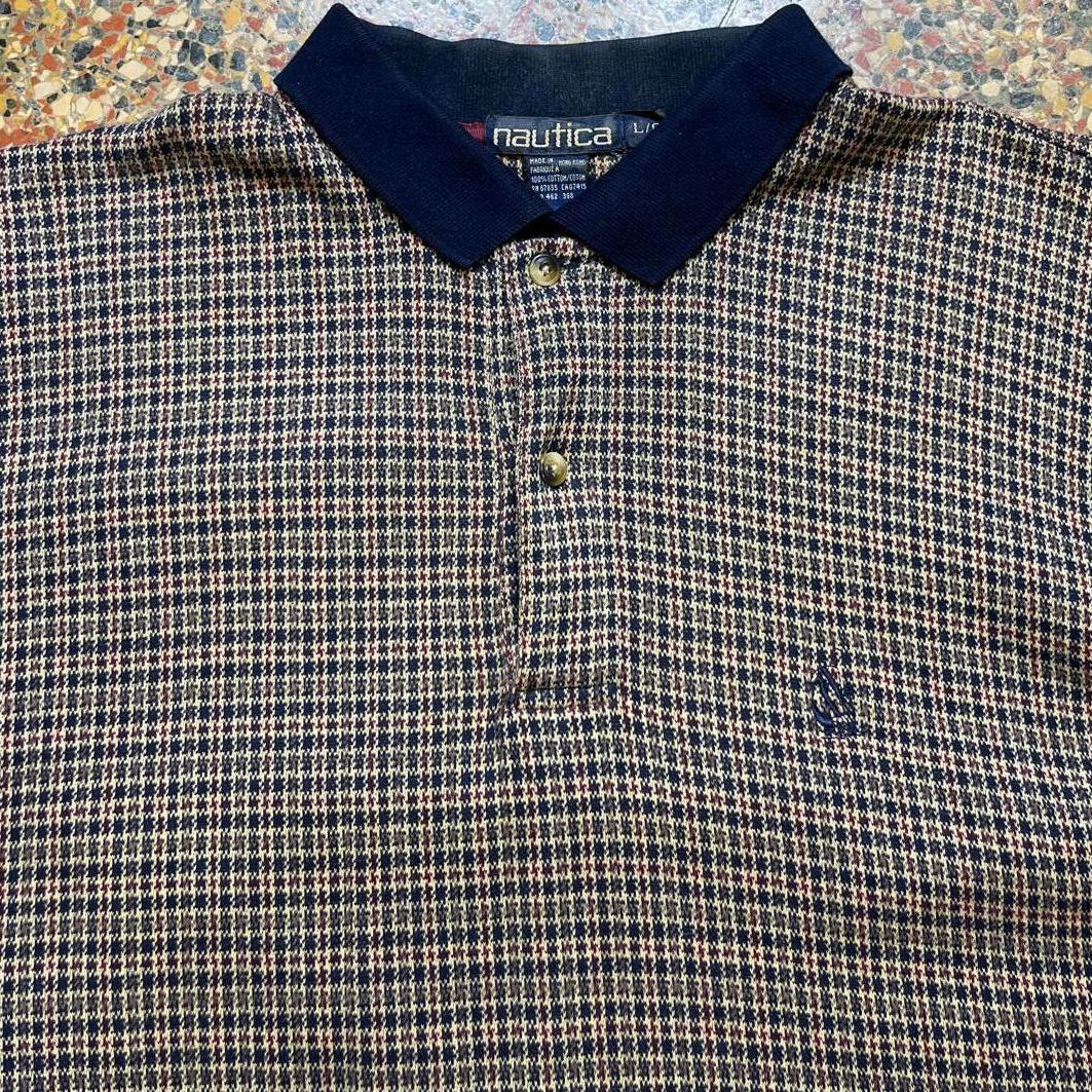 VTG Nautica Patterned Polo PreOwned Large Shirt