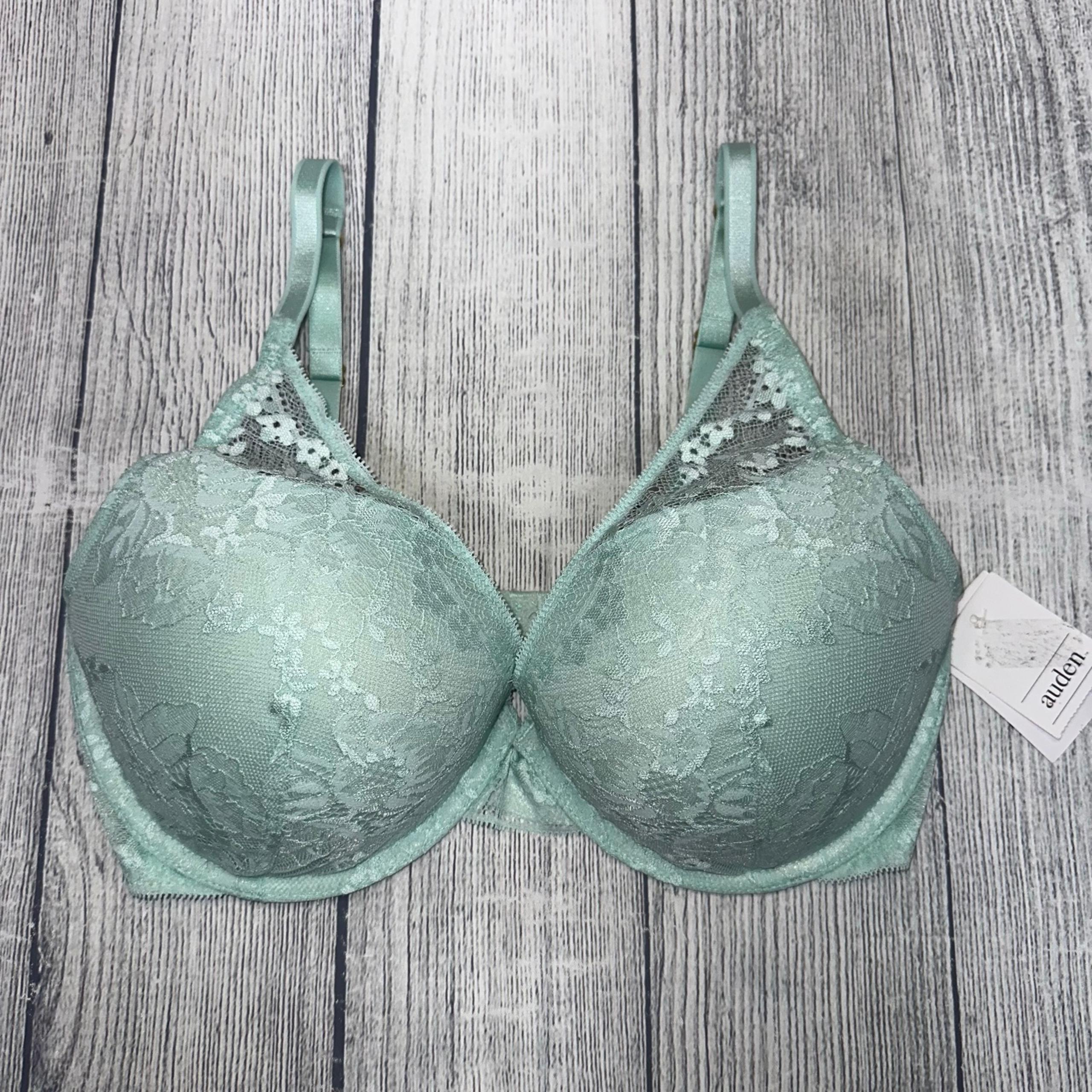 Auden Women's 34DD Lace Plunge Push-Up Bra - Green