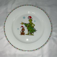 NEW ZRIKE DR SEUSS HOW THE GRINCH STOLE CHRISTMAS MAX WHITE DINNER PLATE 10.5”