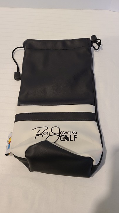 Vintage Ron Jaworski Golf Head Cover-One Pc-Collectible-Black/White-Drawstring