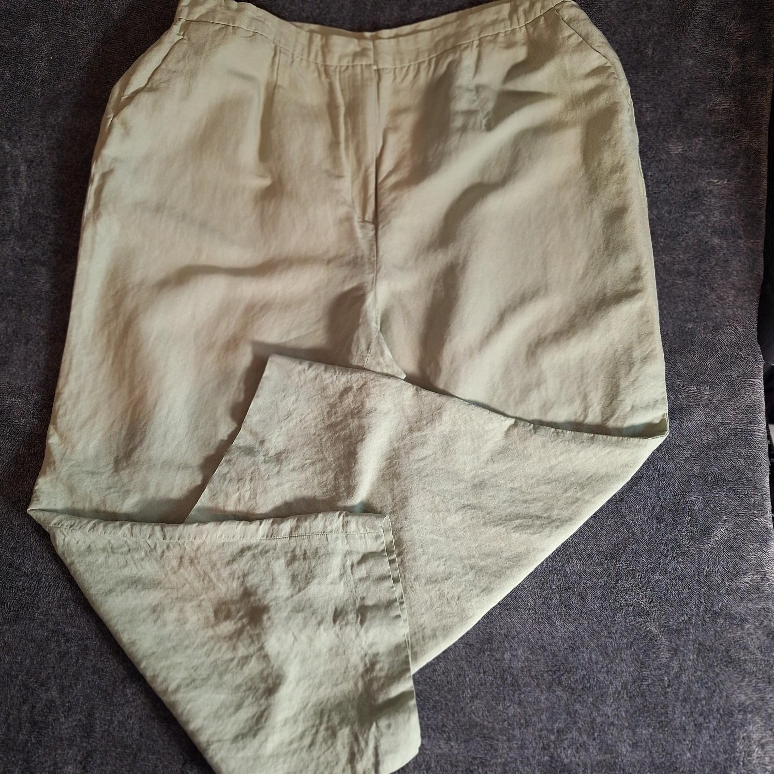 Laura Scott Linen Blend Wide Leg Pants Womans 20W Sage Green Coastal Beachy