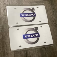 Volvo white Brand New Front Vanity Metal Plate Frame Holder (2 Pack)