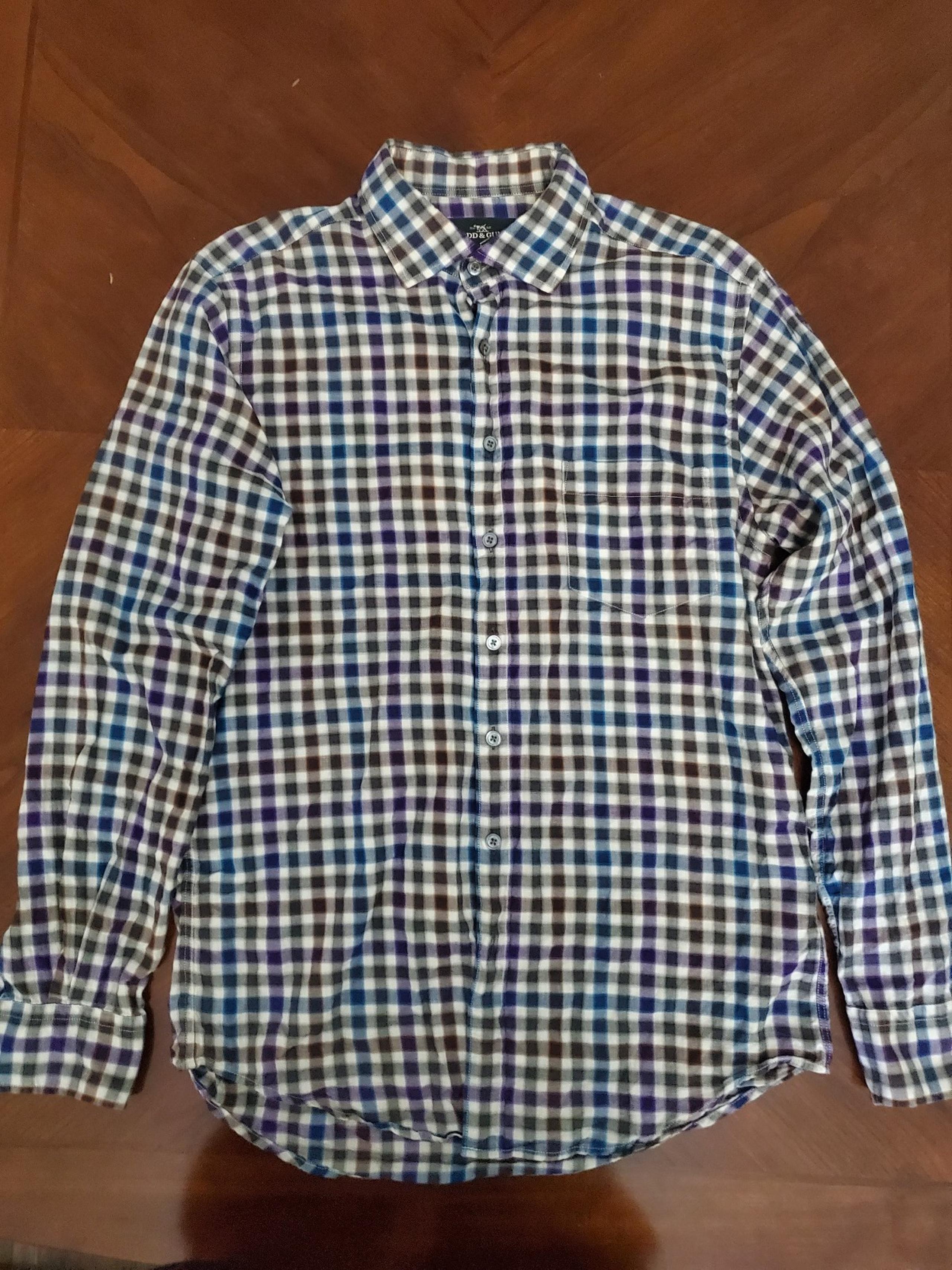 Rodd & Gunn Men's Monaghan Long Sleeve Shirt Purple, Blue White Shirt. Size M