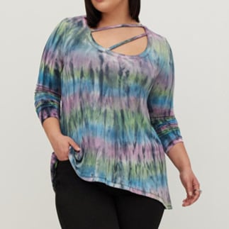 Plus Size 3X LoveSick TORRID Strappy Hi-Low Tee - Super Soft Tie Dye Shirt Top