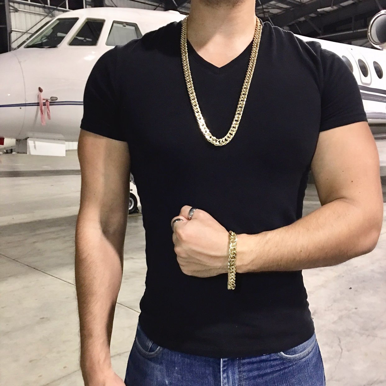 DOUBLE CUBAN LINK CHAIN 18K GOLD ITALY