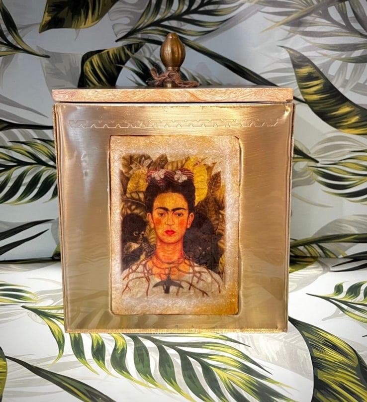Frida Kahlo metal storage can .