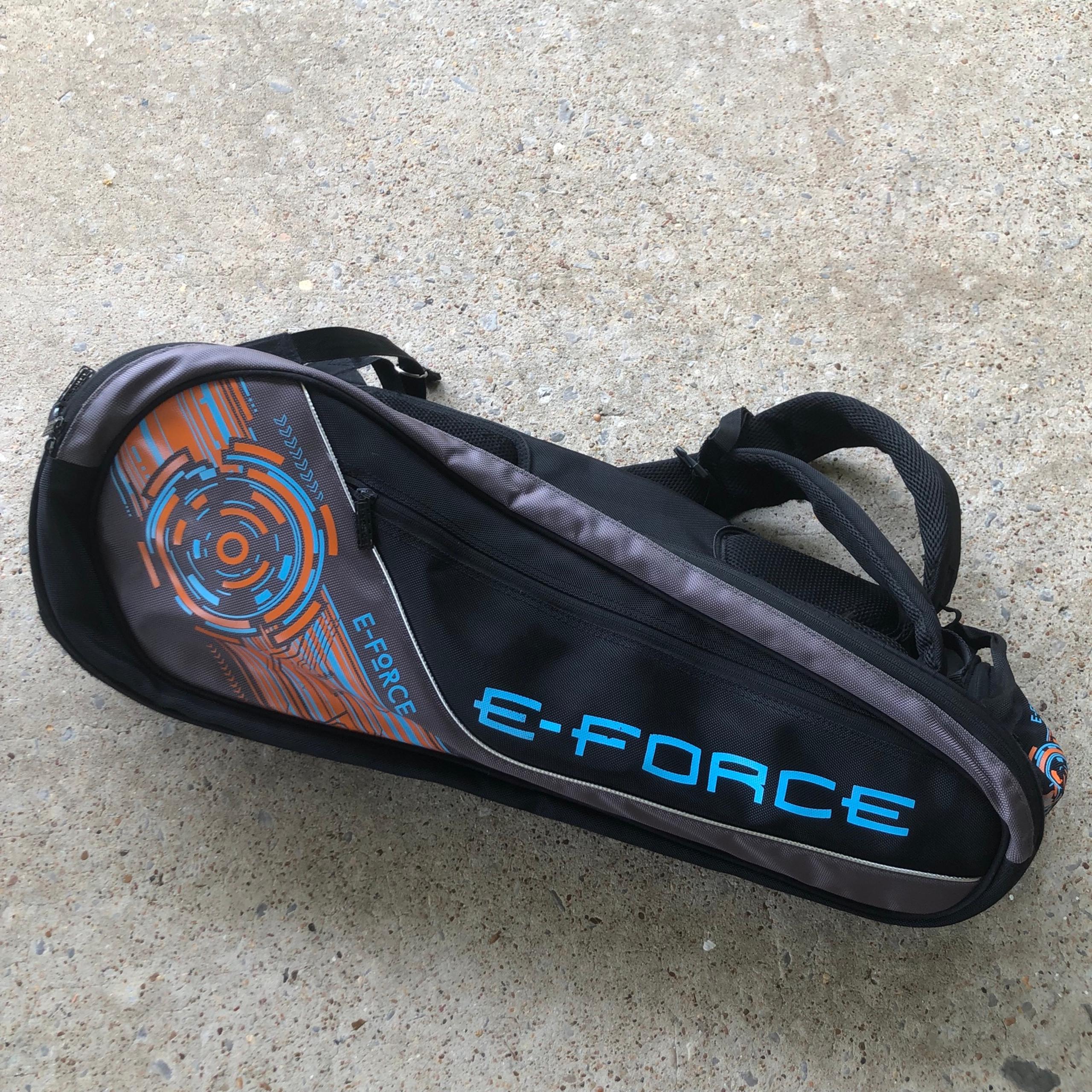 E-Force Racquetball Racket Large Duffle Bag Carry Case Black Blue Orange