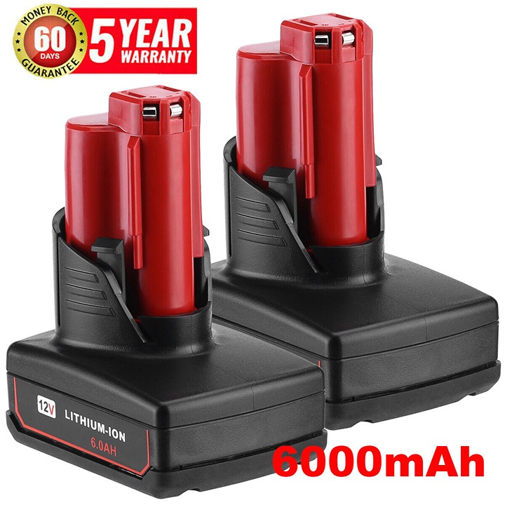 2 Pack 6.0Ah For MILWAUKEE M12 48-11-2401 12V Lithium Ion Battery 48-11-2460