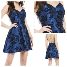 B DARLIN Velvet Burnout Sweetheart Fit & Flare Dress 109 Sz3/4 Y2K Whimsy Kawai