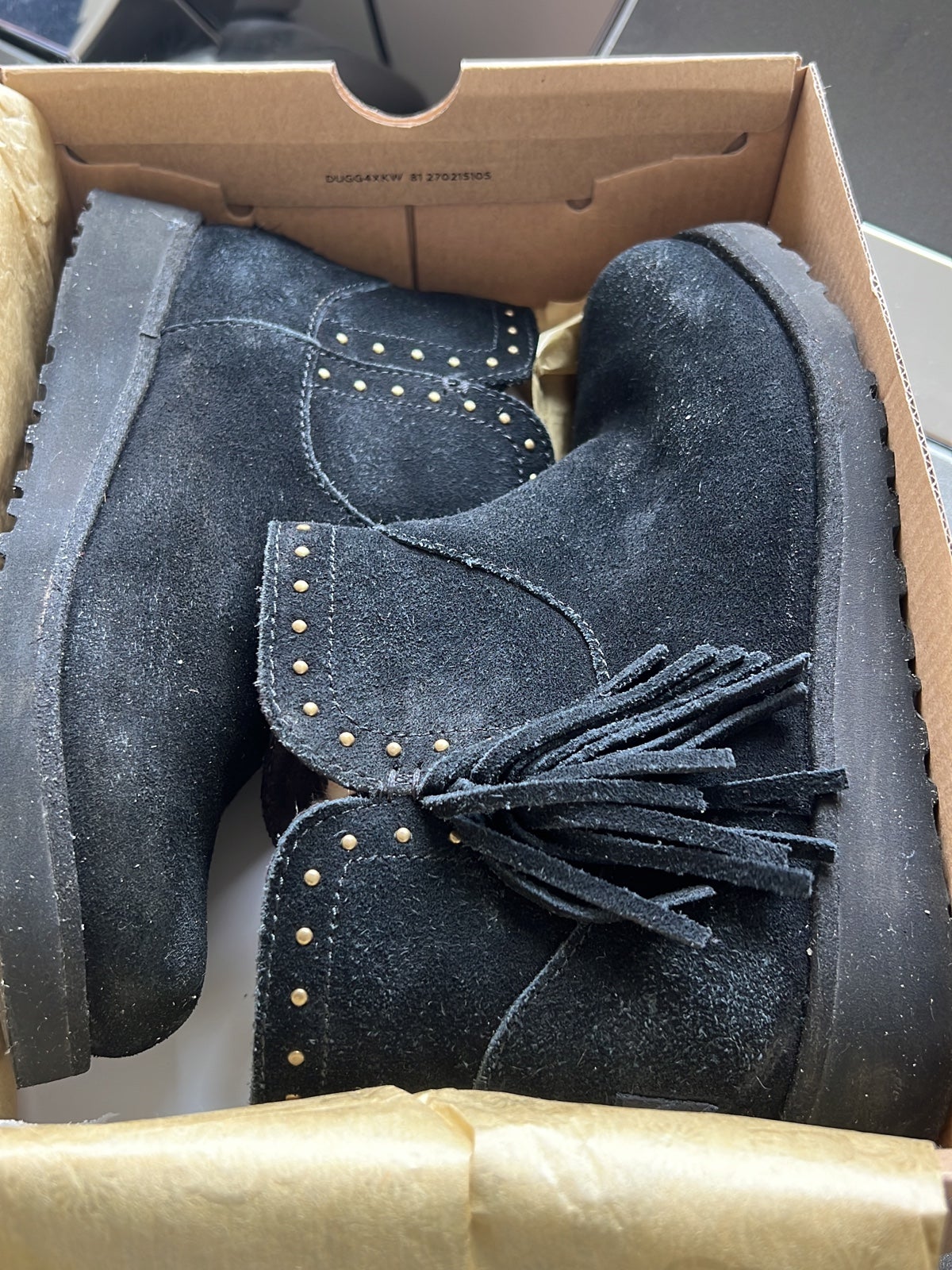 New! UGG Australia Kids Girls K Cindy Studded Water Resistant Black Bootie