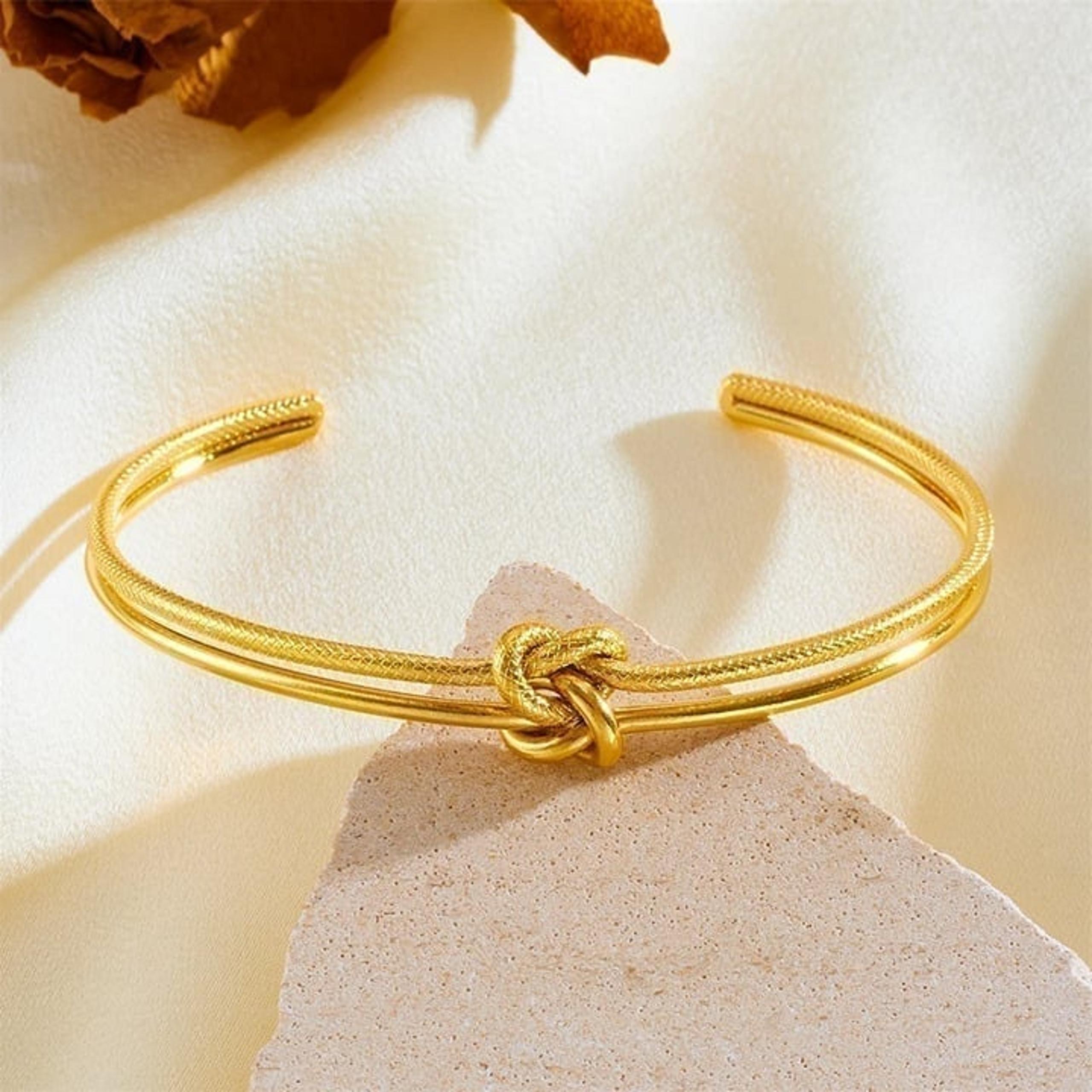 14K Gold Womens Twisted Knot Cuff Bangle Bracelet Ladies New 14 K Silver Jewelry