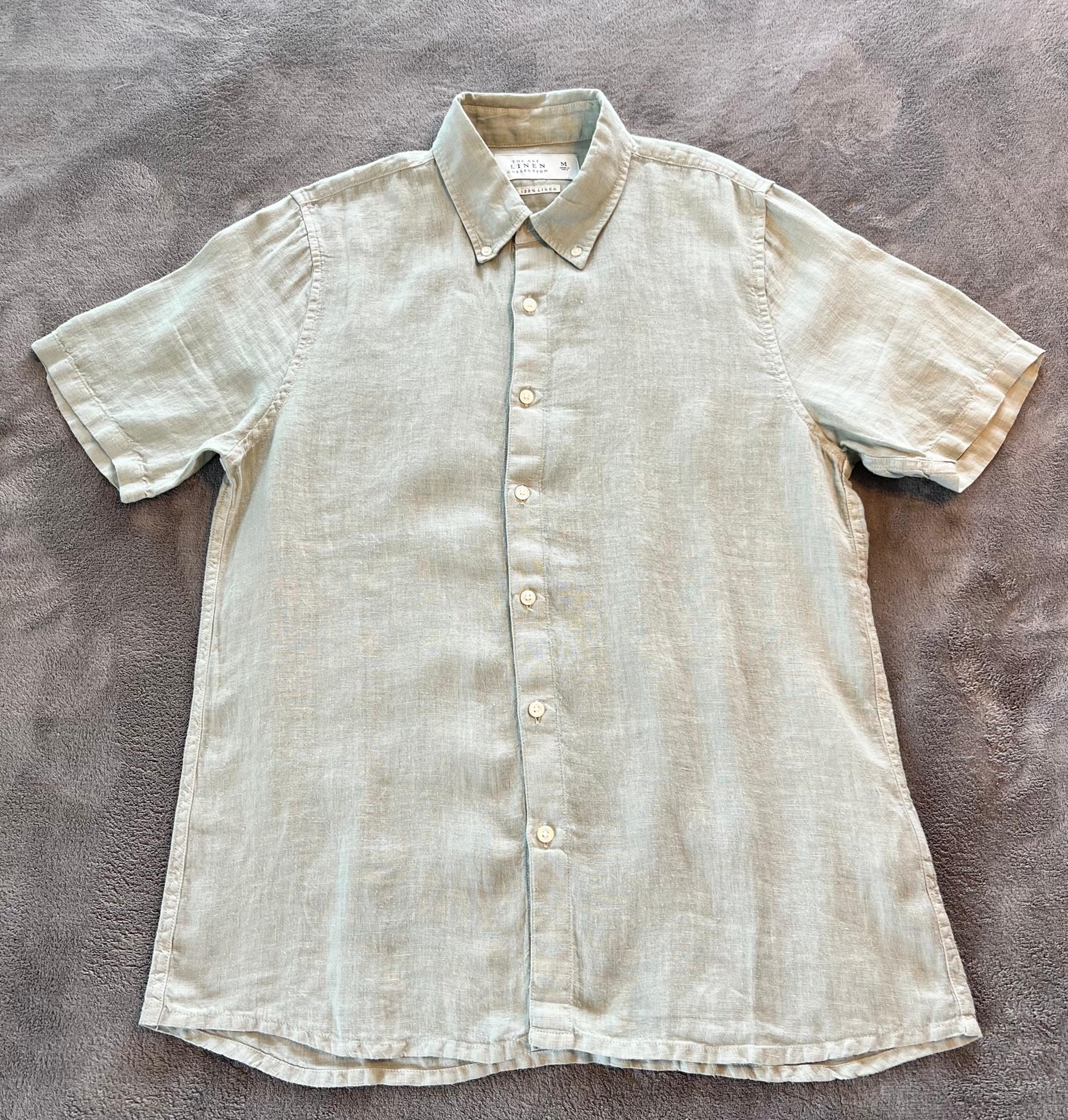 Abercrombie & Fitch A&F Linen Collection Men’s M Button Woven Shirt Sage Green