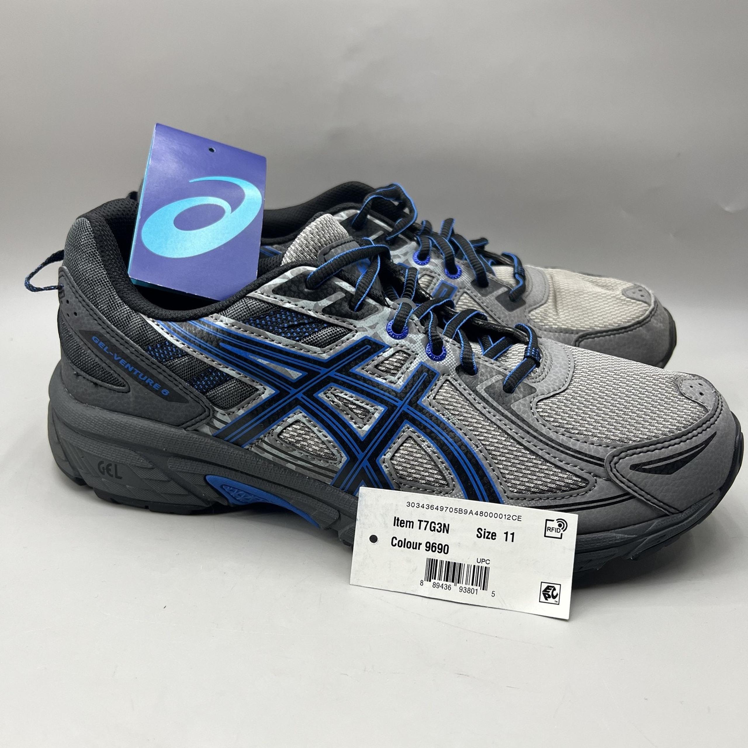 ASICS Gel Venture 6 Shoes Mens Size 11 Gray Blue Trail Running 4E Wide Sneakers