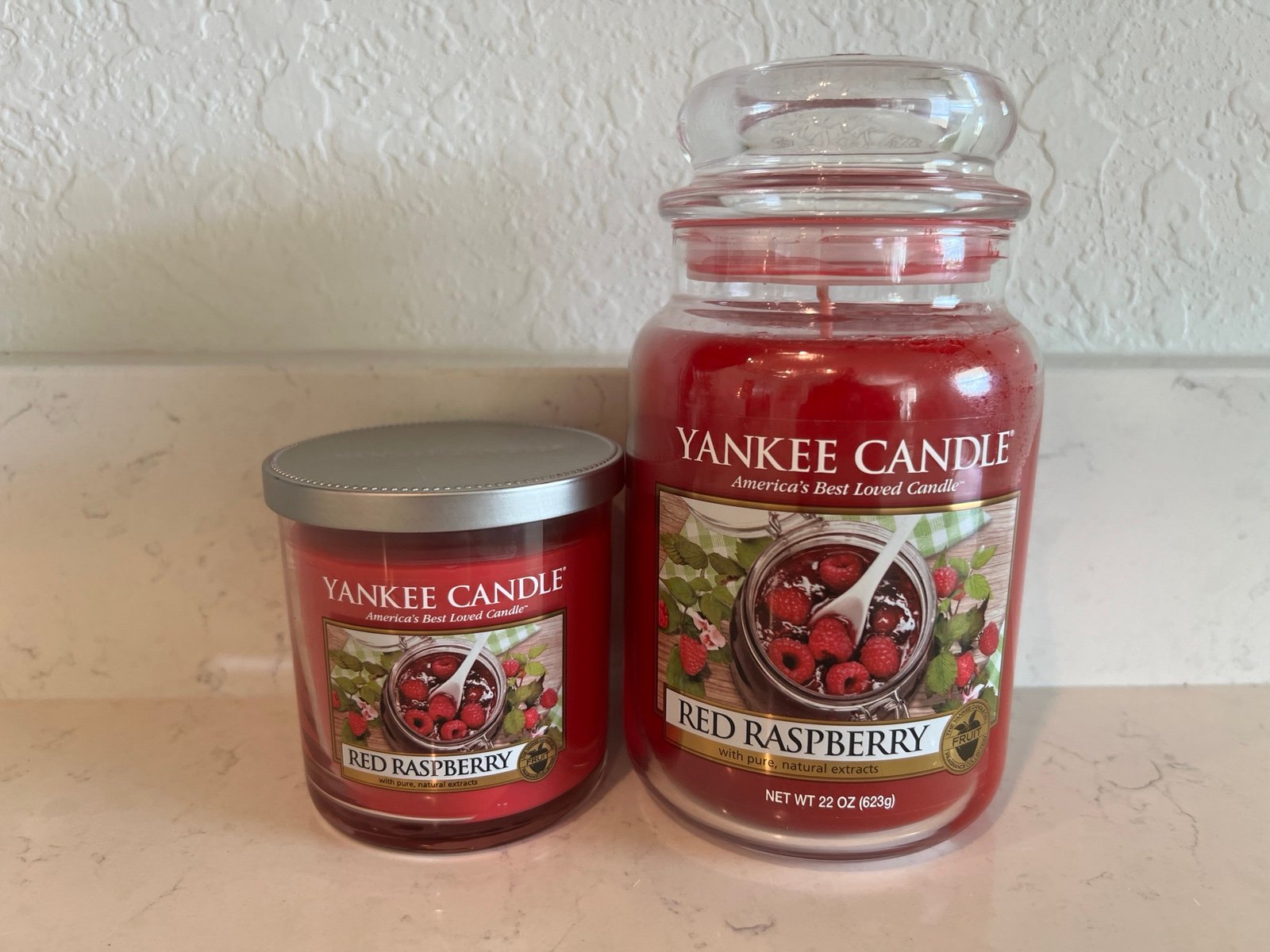 Yankee Candle Red Raspberry Small Tumbler & Large Jar w/ Old Label