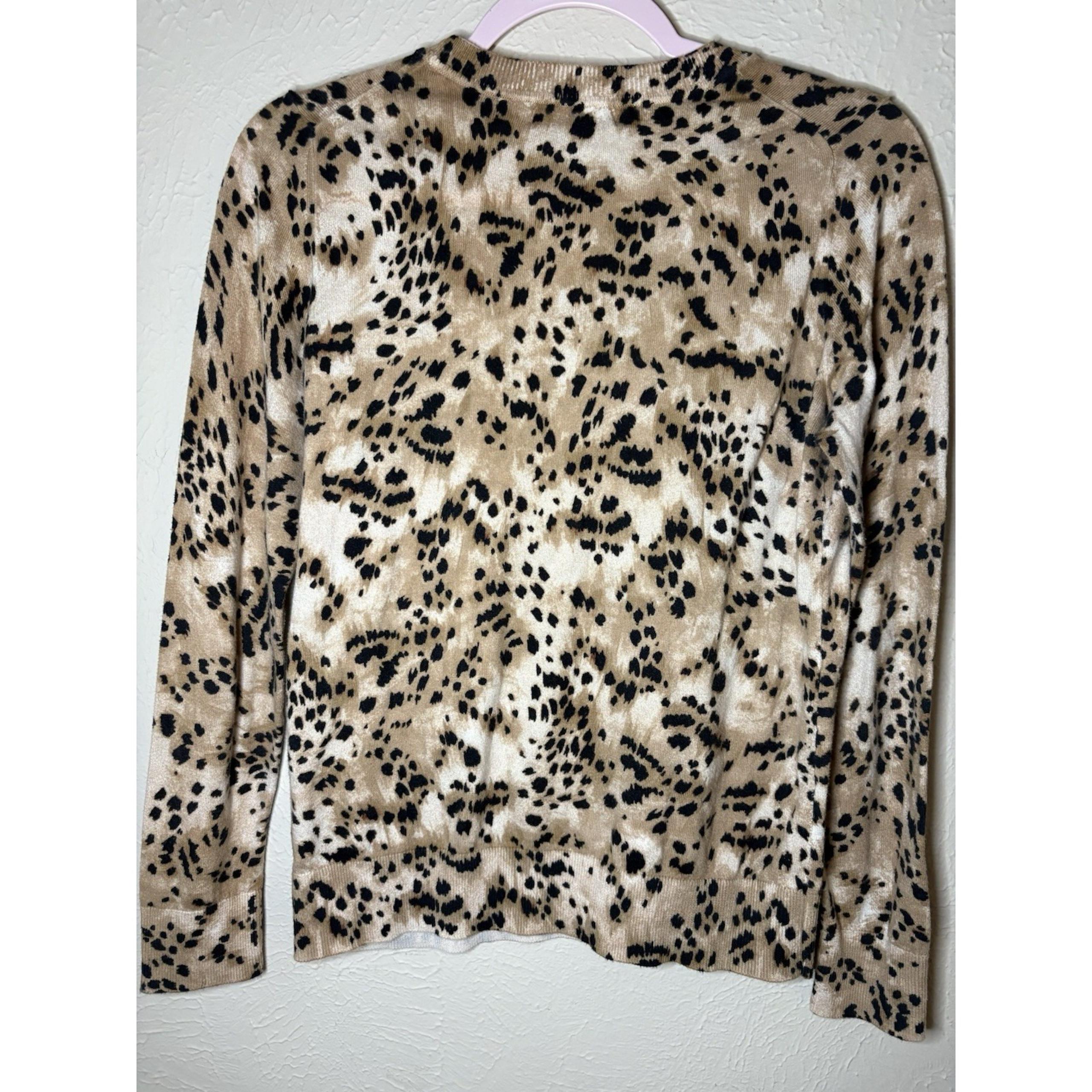 Banana Republic Leopard Long Sleeve Sweater Top women's Small in Brown/white