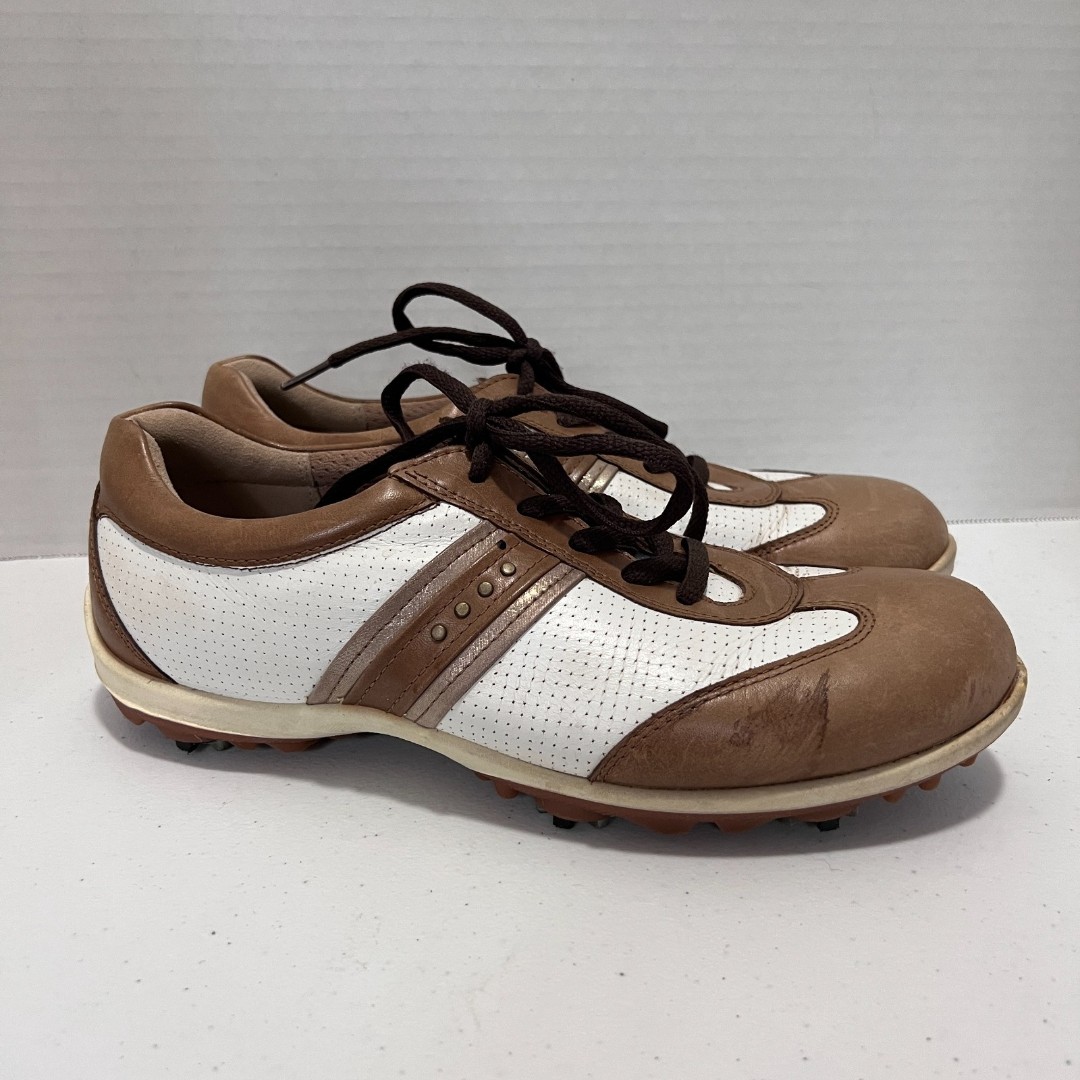 ECCO Women's Hydromax Brown White Golf Shoes Size 39 US 8.5