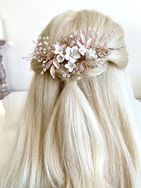 Rosegold Hair Jewelry Hair Comb Flowers Flowers ONDEGO Wedding Bridal Jewelry