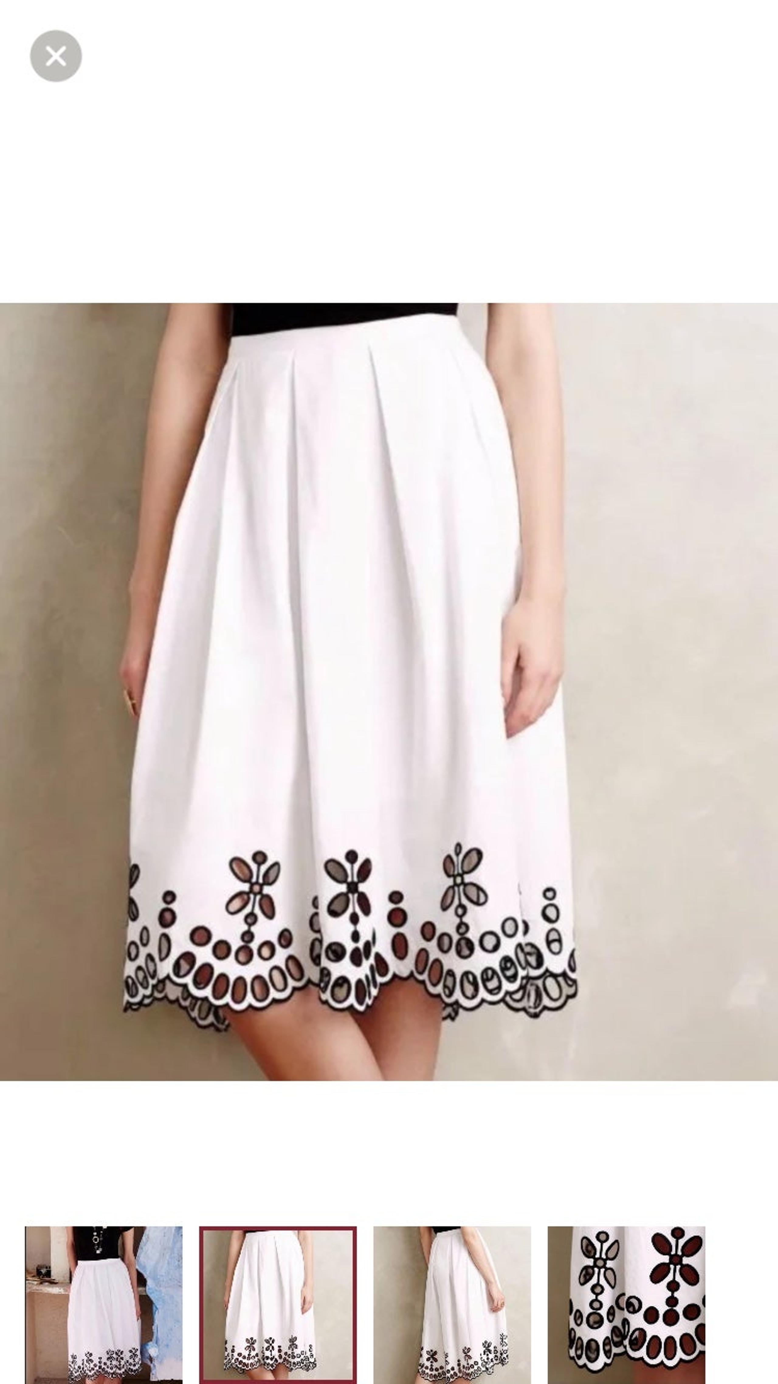 Anthropologie Moulinette Souers 6 pleated embroidered cut out full skirt