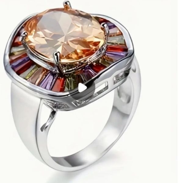 NEW! Boho Silver Ring with Multicolor Gemstone