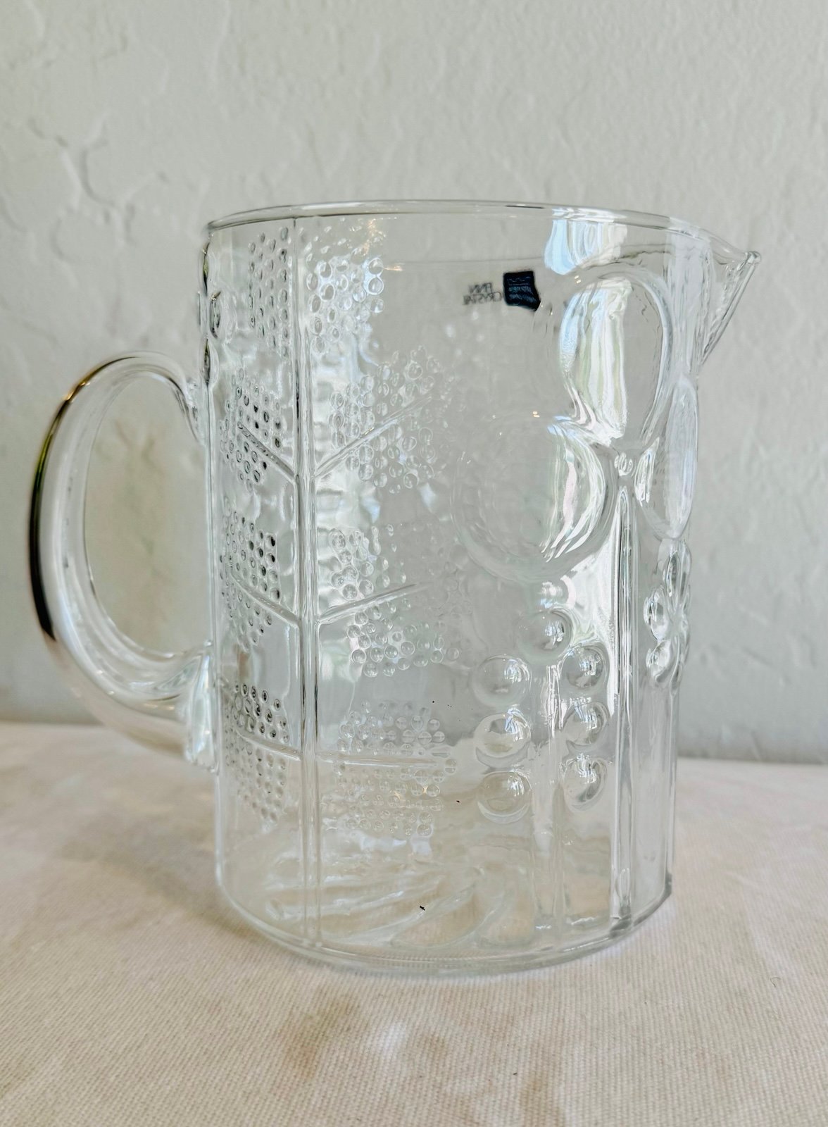 Nuutajarvi Oiva Toikka “Flora Art Glass Pitcher, Made in Finland