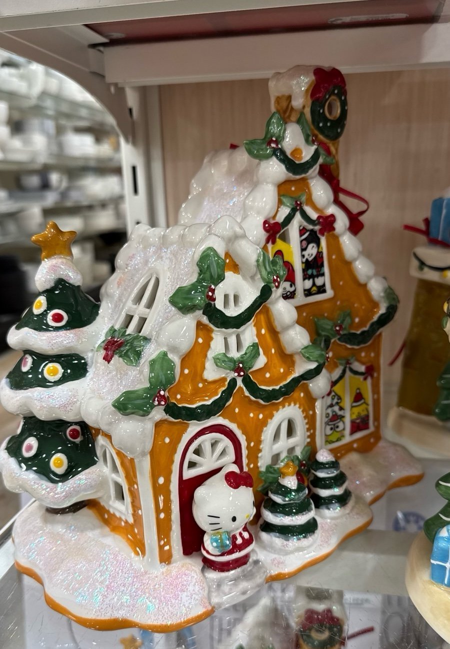 Hello Kitty Blue-sky Gingerbread House Ceramic Decor
