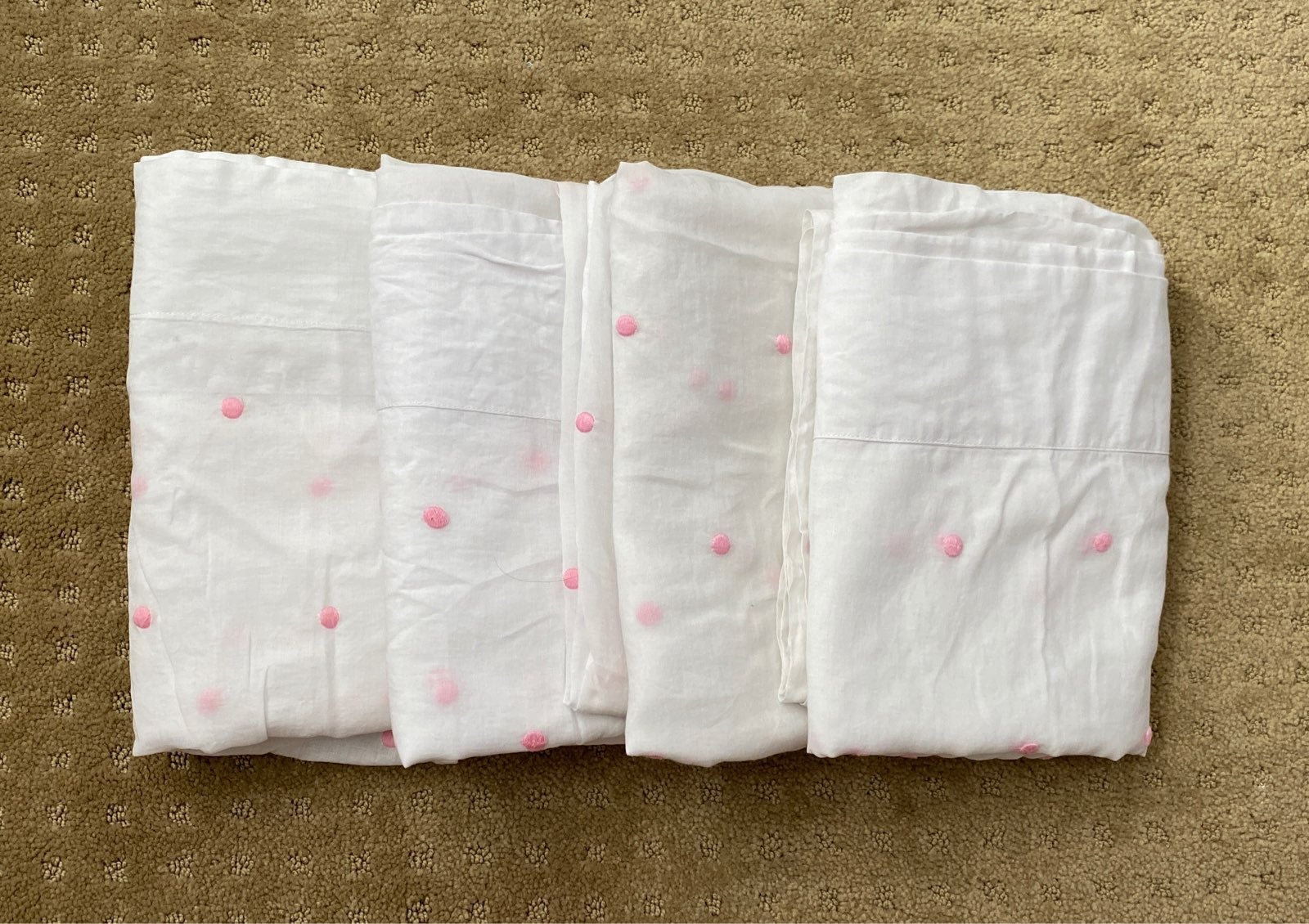 Pottery barn kids sheer pink dot curtain