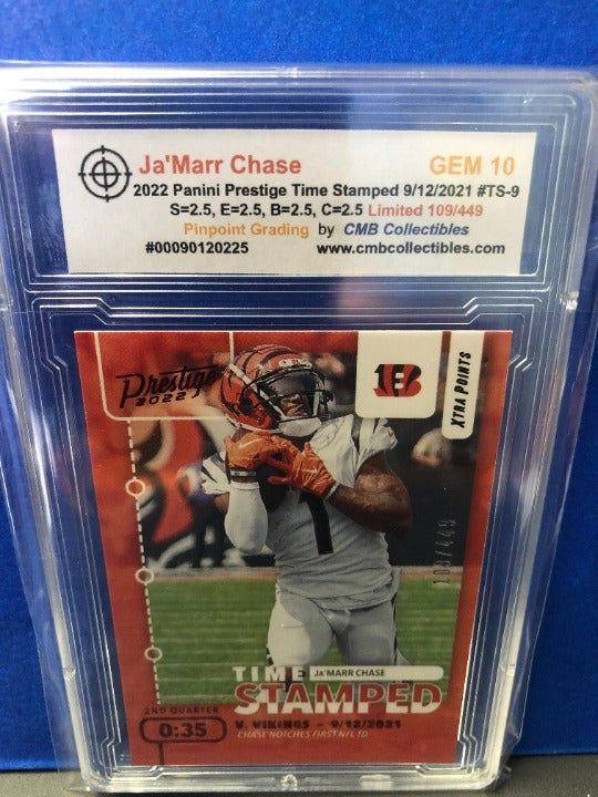 2022 Panini Prestige Ja'Marr Chase Time Stamped #TS-9 Limited 109/449 Graded 10!