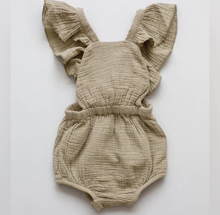 The Simple Folk The Ruffle Romper Sand Size 9/10Y