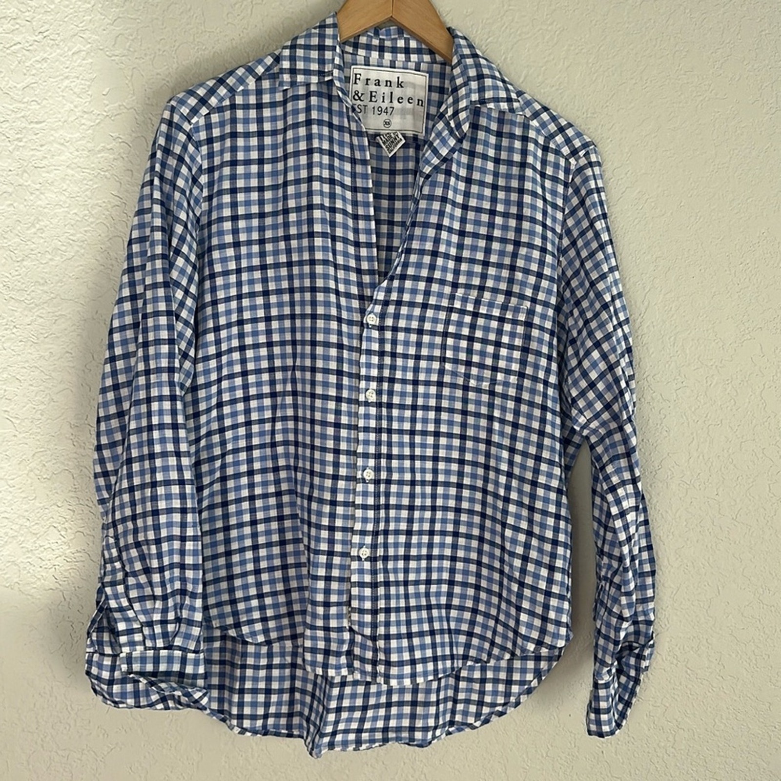 Frank & Eileen Blue Check Long Sleeve Shirt Summer Coastal Nautical Gingham